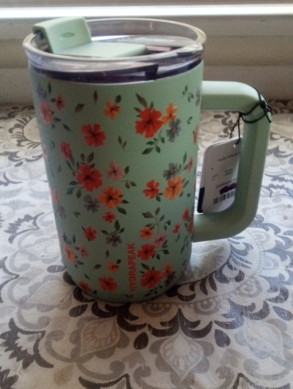 Hydraflex New Mint Green Floral Travel Mug with Lid